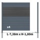 Kit clôture aluminium poteau à sceller - BAHIA & CRUZ Ardoise H-1,8m