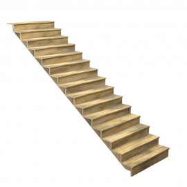 Escalier bois - 15 marches pleines L-120cm H-255cm