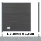 Kit clôture composite poteau sur platines - CRUZ Ardoise H-1,8m
