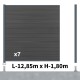 Kit clôture composite poteau sur platines - CRUZ Ardoise H-1,8m