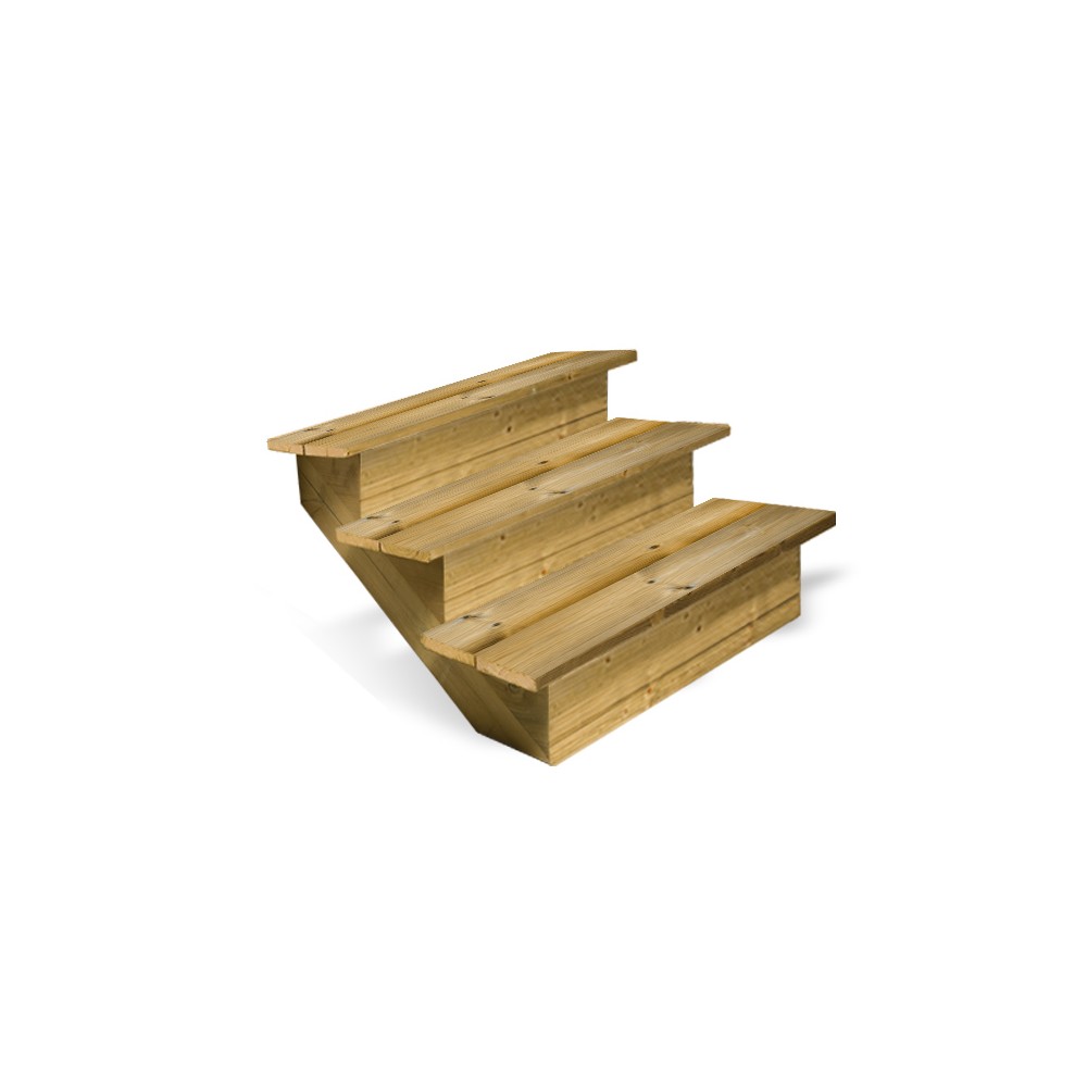Kit complet d'escalier extérieur bois de 3 marches pleines