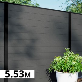 Kit clôture composite RIO Platine 5.53m - poteaux Gris