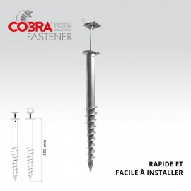 Vis de fondation support lambourde - COBRA SPIRAL G-800 60x800mm